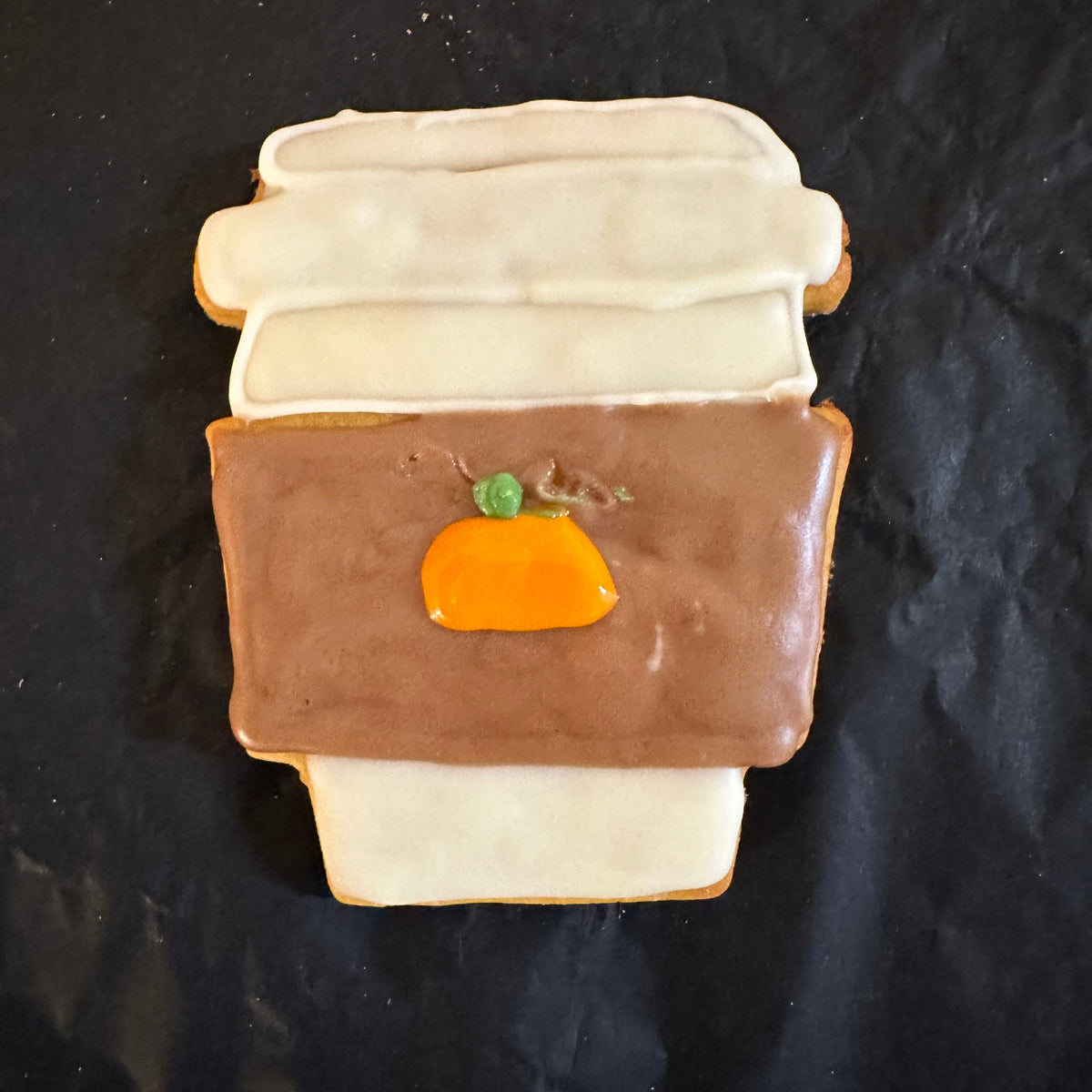 Pumpkin Spiced Latte cup-shaped dog biscuit for autumn