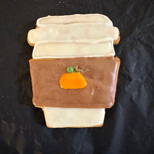 Pumpkin Spiced Latte cup-shaped dog biscuit for autumn