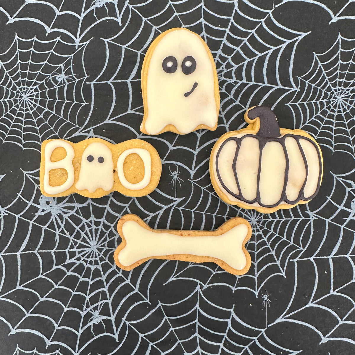 Ghost and pumpkin Halloween dog biscuits
