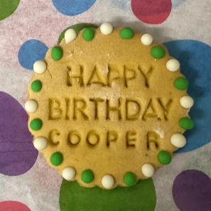 Personalised Happy Birthday dog biscuit with dogβs name